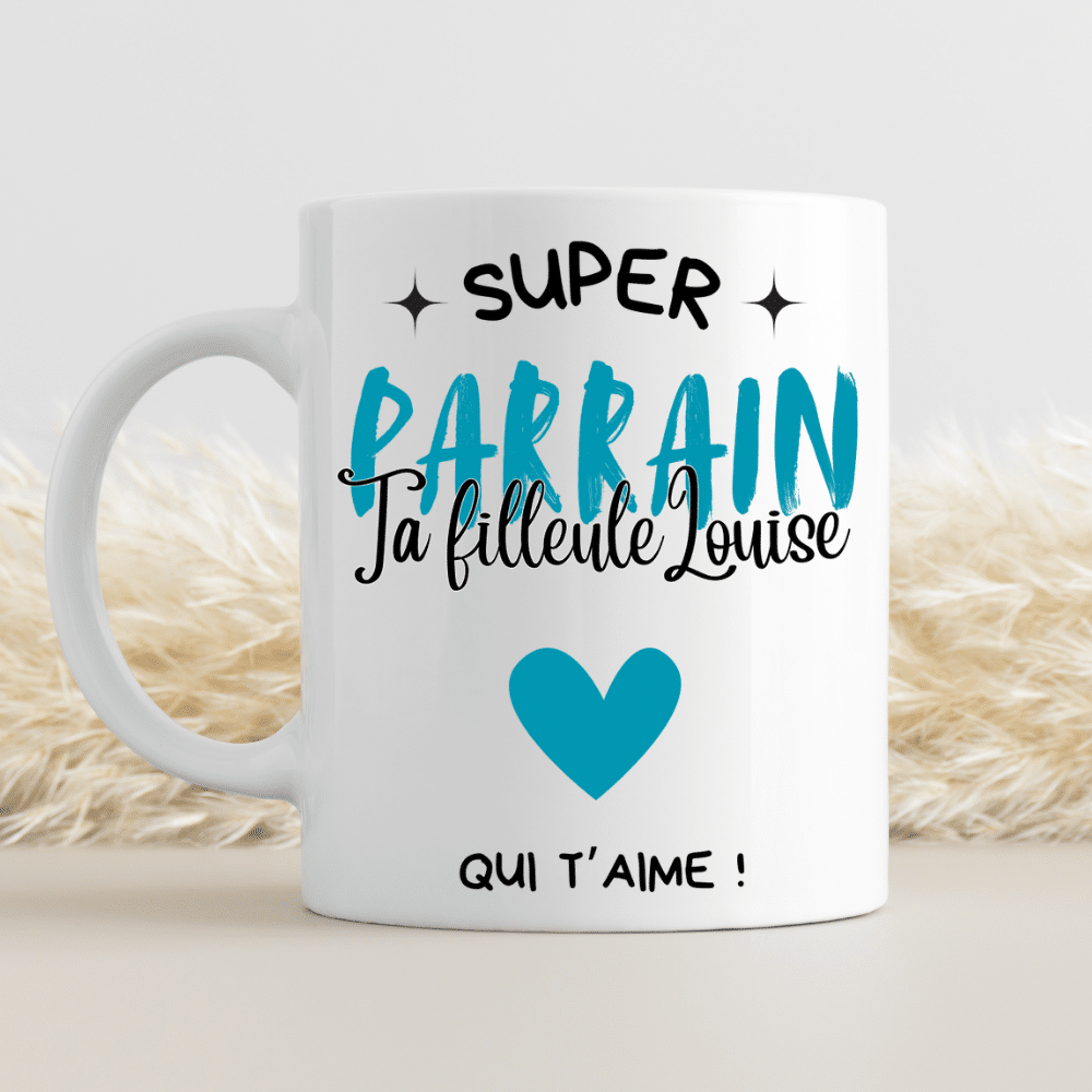 Mug – super parrain (avec prénom de l’enfant) - Sublimora