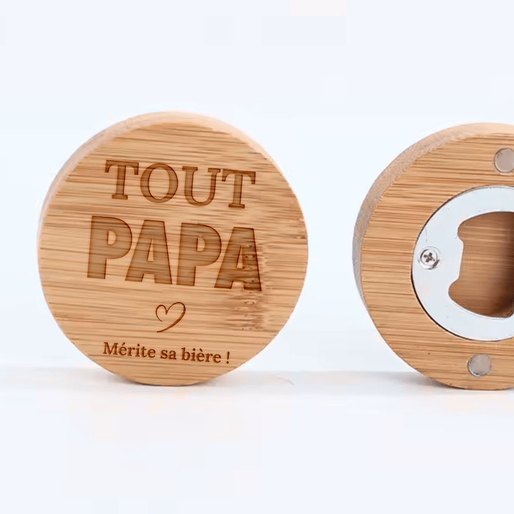D capsuleur Rond En Bois Grav Papa Papy Sublimora