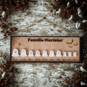 Tableau famille fantôme en bois